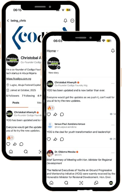 YOG Network Mobile App on smartphone screen
